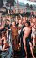 Detail of Last Judgment triptych painting by Jean Bellegambe from Douai at Berlin Gemaldegalerie. Berlin, Germany.