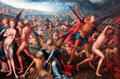 Detail of Last Judgment triptych painting by Jean Bellegambe from Douai at Berlin Gemaldegalerie. Berlin, Germany.