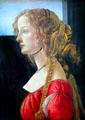 Profile portrait of young woman by Sandro Botticelli at Berlin Gemaldegalerie. Berlin, Germany.