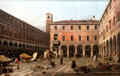 Campo di Rialto painting by Canaletto at Berlin Gemaldegalerie. Berlin, Germany.
