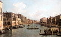 Grand Canal with Rialto Bridge painting by Canaletto at Berlin Gemaldegalerie. Berlin, Germany.