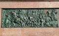 German War at Königgrätz left half of south bronze panel by Moritz Schulz with damage from WWII on Victory Column. Berlin, Germany.