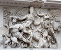 Details of Hellenistic carvings on Pergamon main altar at Pergamon Museum. Berlin, Germany.