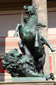Löwenkämpfer bronze equestrian statue by Albert Wolff in front of Altes Museum. Berlin, Germany.