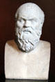 Marble portrait head of Athenian philosopher Socrates at Neues Museum. Berlin, Germany.