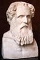 Marble portrait head of Athenian stoic philosopher Zeno of Citium at Neues Museum. Berlin, Germany.