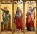 Winged altarpiece sections with St. Catherine, St. Paul & St. Agnes by Meister von Messkirch at Bode Museum. Berlin, Germany.