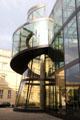 Glass spiral staircase of I.M. Pei's German Historical Museum addition. Berlin, Germany.