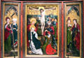 Crucifixion triptych with Saints by Master of Ilsung-Madonna from Augsburg at German Historical Museum. Berlin, Germany.