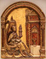 Wood carving of St Barbara from southern Germany at German Historical Museum. Berlin, Germany.