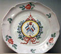 French Revolutionary ceramic plate painted with symbols from post king Jacobine era at German Historical Museum. Berlin, Germany.