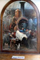 Steam locomotive factory painting by Paul Friedrich Meyerheim at German Museum of Technology. Berlin, Germany.