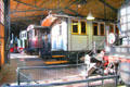 Antique rolling stock in roundhouse at German Museum of Technology. Berlin, Germany.