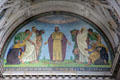 Mosaic of Christ calling people unto the church over entrance of Berlin Cathedral. Berlin, Germany.