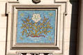 Mosaic of white flower & thorns on Berlin Cathedral. Berlin, Germany.