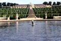 Sanssouci Palace over terraced vineyard & fountain at Sanssouci Park. Potsdam, Germany.