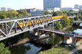 Berlin subway on bridge across canal near former Anhalt rail station. Berlin, Germany