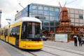 Tram through Alexanderplatz. Berlin, Germany.