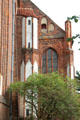 Brick Gothic buttress of St. Mary's Church. Greifswald, Germany