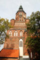 Brick Gothic St. Nicholas Church tower. Greifswald, Germany.