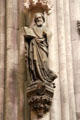 Statue of Evangelist St. Luke with his bull symbol at Köln Cathedral. Köln, Germany.