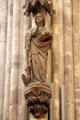 Statue of Evangelist St John with his eagle symbol at Köln Cathedral. Köln, Germany.