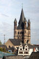 Towers of Great St. Martin Romanesque church. Köln, Germany.