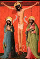 Christ on the Cross between Mary & John sculpture & painting in Köln at Wallraf-Richartz Museum. Köln, Germany.