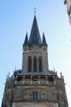 Gallery, tower & spires of Aachen Cathedral, seen from west. Aachen, Germany.