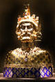 Silver-gilt bust of Charlemagne , with precious stones & containing Charlemagne relic at Aachen Cathedral Treasury. Aachen, Germany.