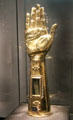 Gilded silver Arm Reliquary of Charlemagne at Aachen Cathedral Treasury. Aachen, Germany.