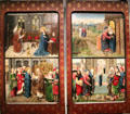 Four of eight panel paintings depicting life of Virgin Mary by Master of the Life of the Virgin Mary of Aachen at Aachen Cathedral Treasury. Aachen, Germany.