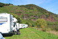 RV parking area overlooking Mosel River. Ürzig, Germany.