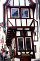 Mosel wine bar in half-timbered building. Bernkastel-Kues, Germany.