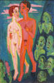 Two Against the World painting by Ernst Ludwig Kirchner at Hamburg Fine Arts Museum. Hamburg, Germany.