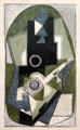 Man with Guitar painting by Pablo Picasso at Hamburg Fine Arts Museum. Hamburg, Germany.