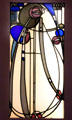 Stained glass window from Muthesius Home in Berlin by Charles Rennie Mackintosh at Hamburg Decorative Arts Museum. Hamburg, Germany.