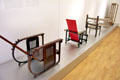 Grouping of chairs in modern design at Hamburg Decorative Arts Museum. Hamburg, Germany.