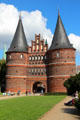 Simpler outer defensive facade of Holsten Gate. Lübeck, Germany