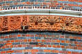 Terra cotta decoration around tower of Holsten Gate. Lübeck, Germany.