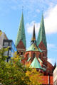 Spires of St. Mary's Church. Lübeck, Germany.