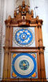 Modern astrological calendar clock at St. Mary's Church. Lübeck, Germany.