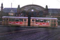 Streetcar passes Breman's main railway station. Bremen, Germany.