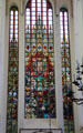 Modern stained glass window at St Mary's Church. Rostock, Germany.