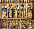Details of crucifixion altar with Apostles & Saints at St. Mary's Church. Rostock, Germany.