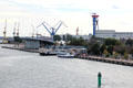Harbor cranes at Rostock. Rostock, Germany.