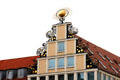 Gabel decoration atop hotel on Rostock Town Hall plaza. Rostock, Germany.