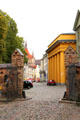 Gate between Rostock Cultural History Museum & town streets. Rostock, Germany.