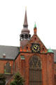 Brick Gothic details of Marienkirche. Stralsund, Germany.
