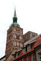 Towers of St. Nicholas' Church on Market Square. Stralsund, Germany.